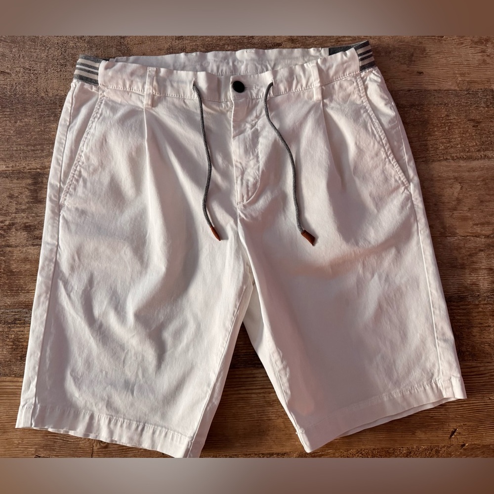 Eleventy Men’s White Drawstring Stretch-Cotton Sh… - image 2